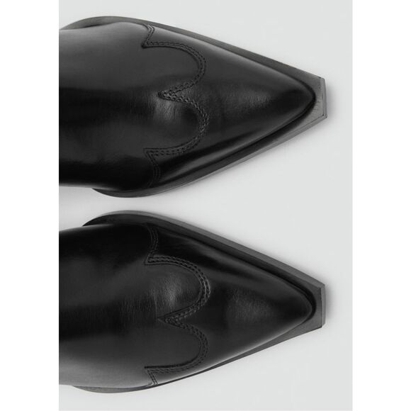MNG BY MANGO $269 BLACK COWBOY LEATHER BOOTS 40 EUR NEW - Picture 9 of 9